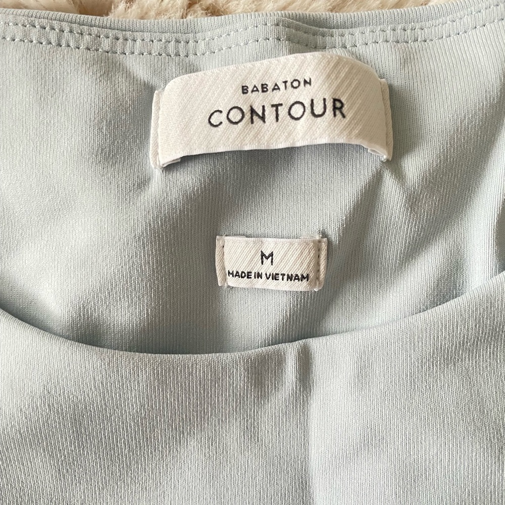 Aritzia Babaton Long-Sleeve Scoop Neck crew thong Bodysuit - Pale Blue - Picture 3 of 5